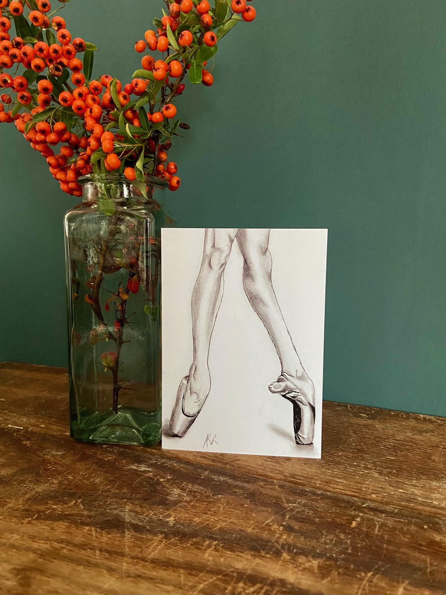 Ballet Shoes Card: Hand-Illustrated A6 Blank Card "Satin Shoes"