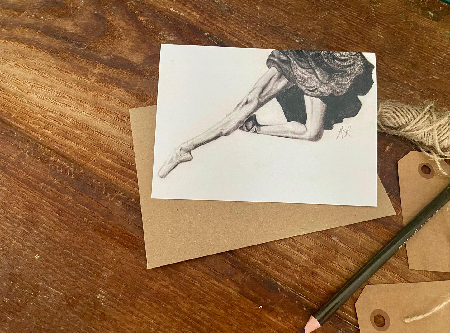 Ballet Card: Hand-Illustrated A6 Blank Card "Elevate"