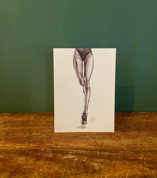 Running Girl Card: Hand Illustrated A6 Blank Card