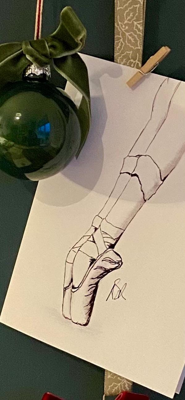 Ballet Shoes Card: Hand Illustrated A6 Blank Card "Ink En Pointe"