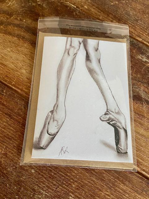 Ballet Shoes Card: Hand-Illustrated A6 Blank Card "Satin Shoes"