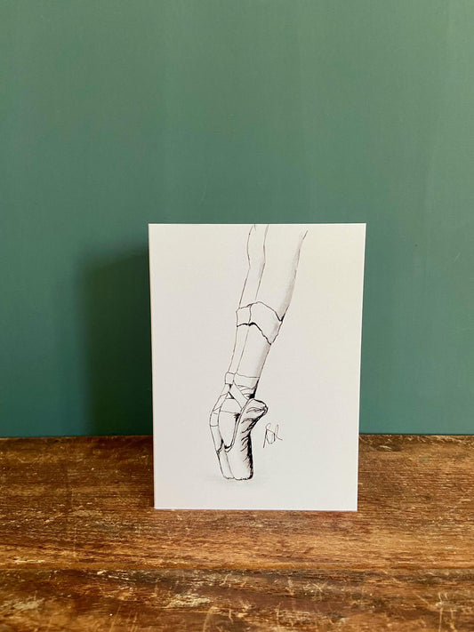 Ballet Shoes Card: Hand Illustrated A6 Blank Card "Ink En Pointe"