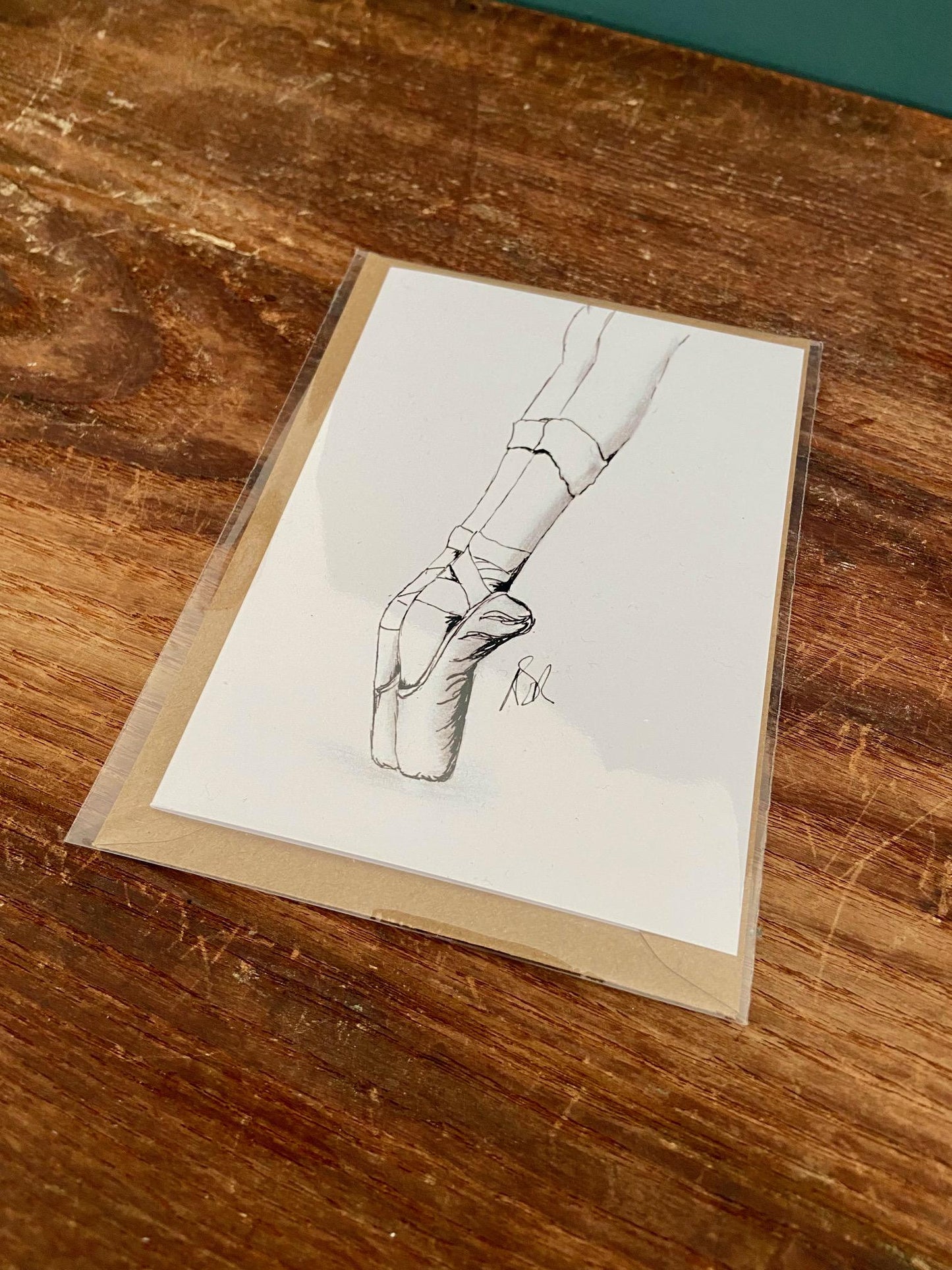 Ballet Shoes Card: Hand Illustrated A6 Blank Card "Ink En Pointe"