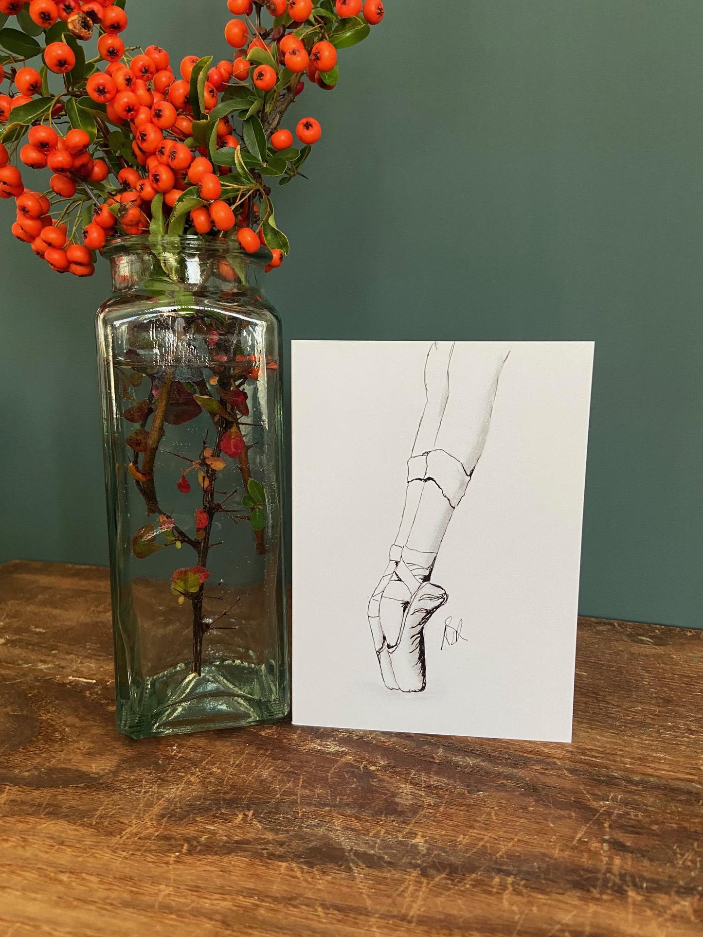 Ballet Shoes Card: Hand Illustrated A6 Blank Card "Ink En Pointe"