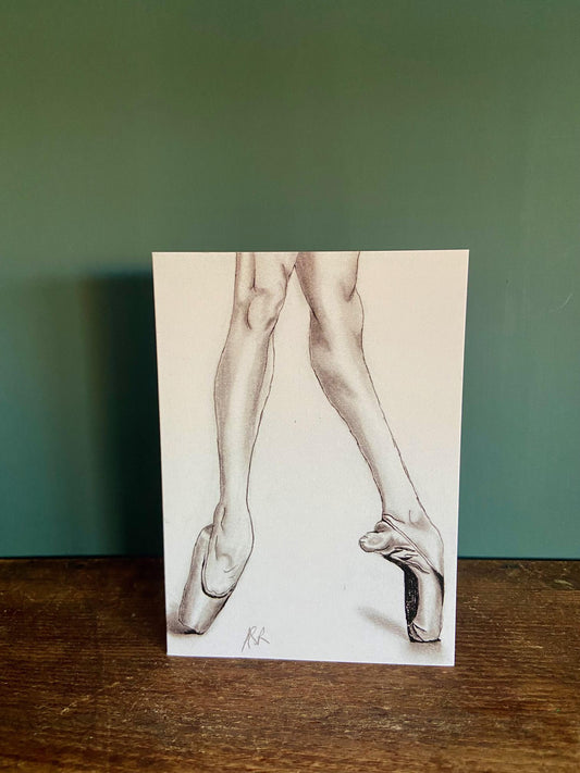 Ballet Shoes Card: Hand-Illustrated A6 Blank Card "Satin Shoes"