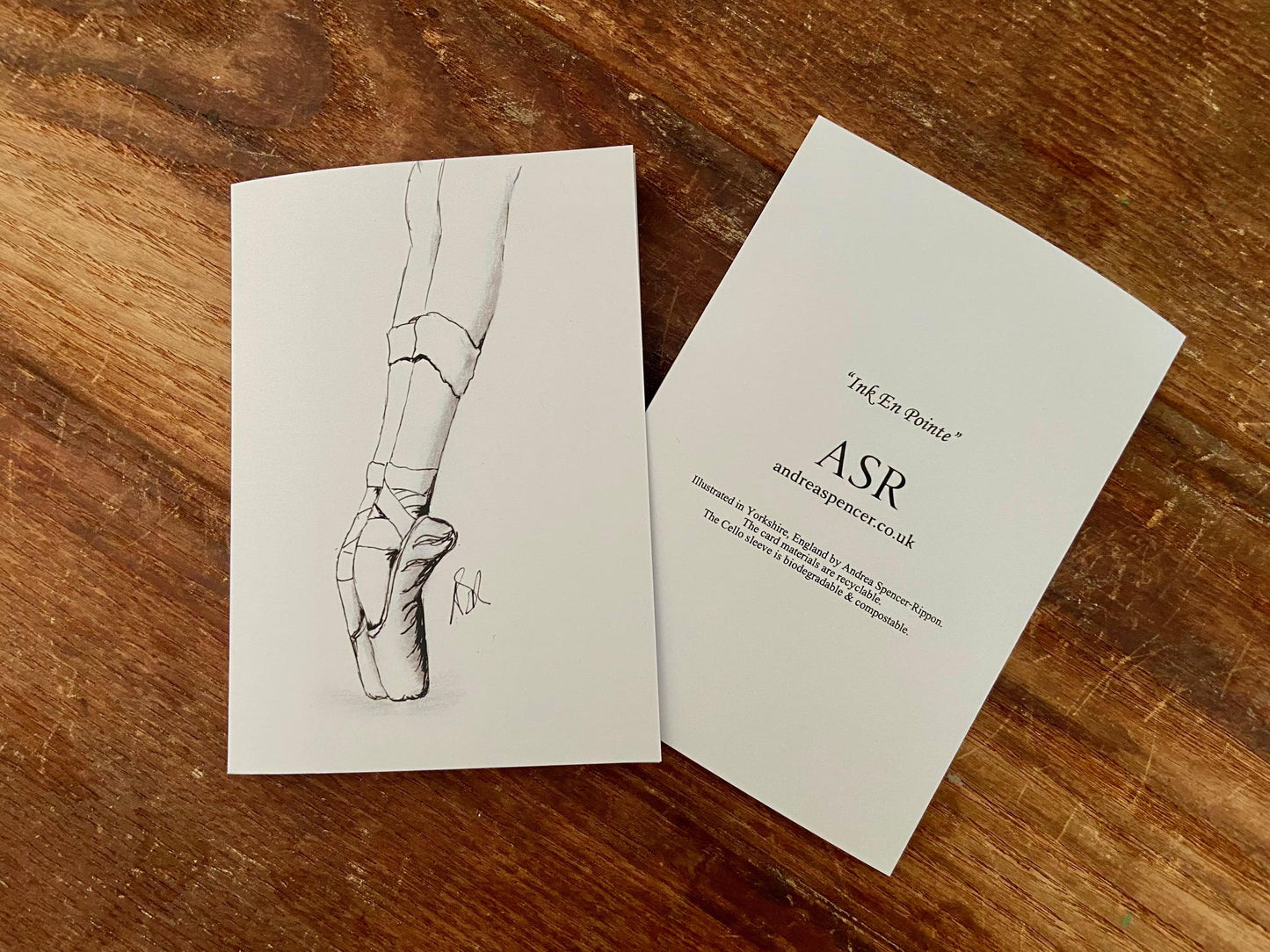 Ballet Shoes Card: Hand Illustrated A6 Blank Card "Ink En Pointe"